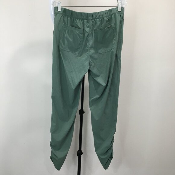 PRANA Green Ruched Adjustable Hem Zip Pocket Drawstring Waist Pull On Pant - Picture 11 of 13